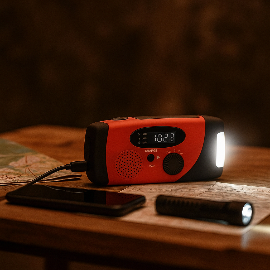 Opwindbare noodradio