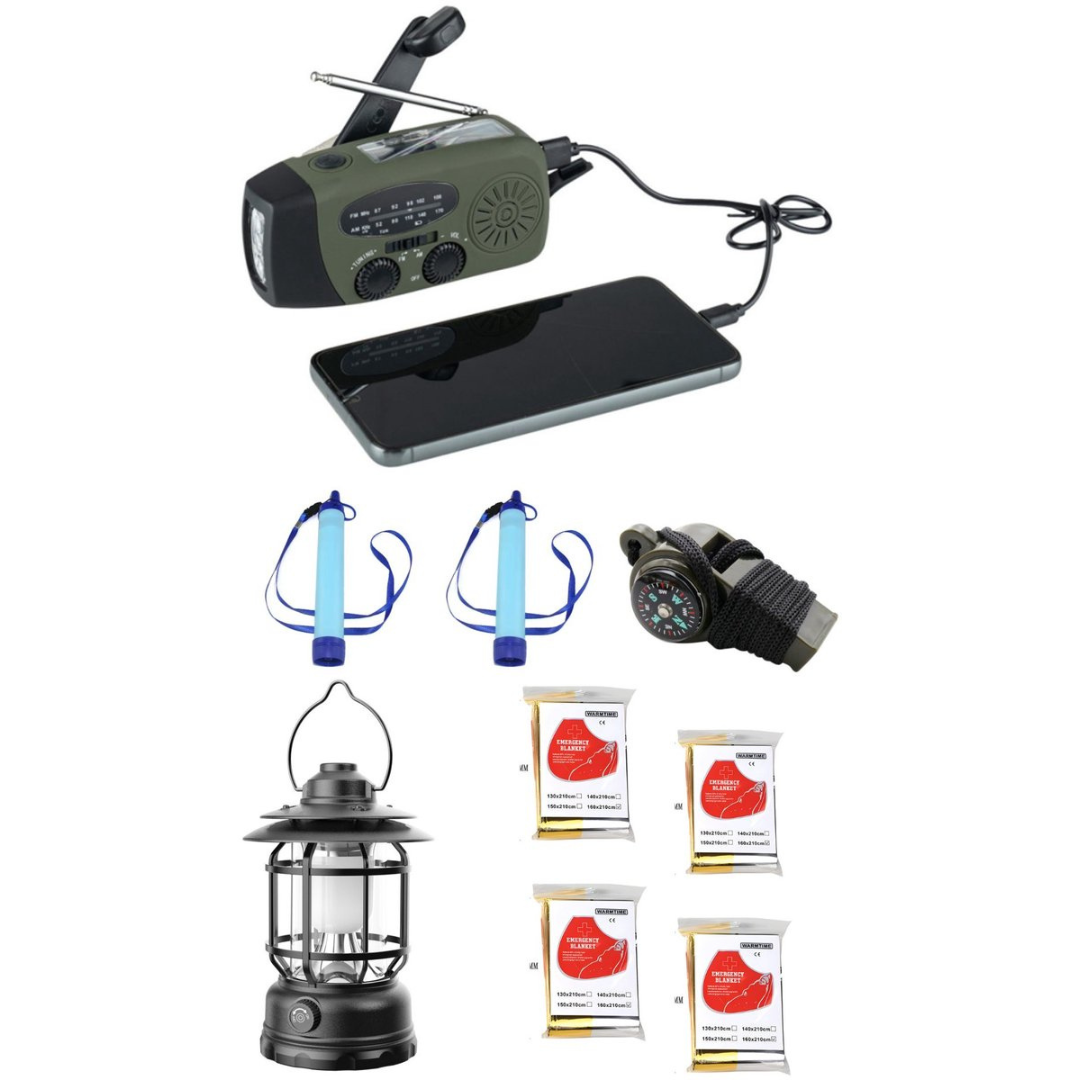 Noodpakket met ledlamp waterfilter alarmfluit